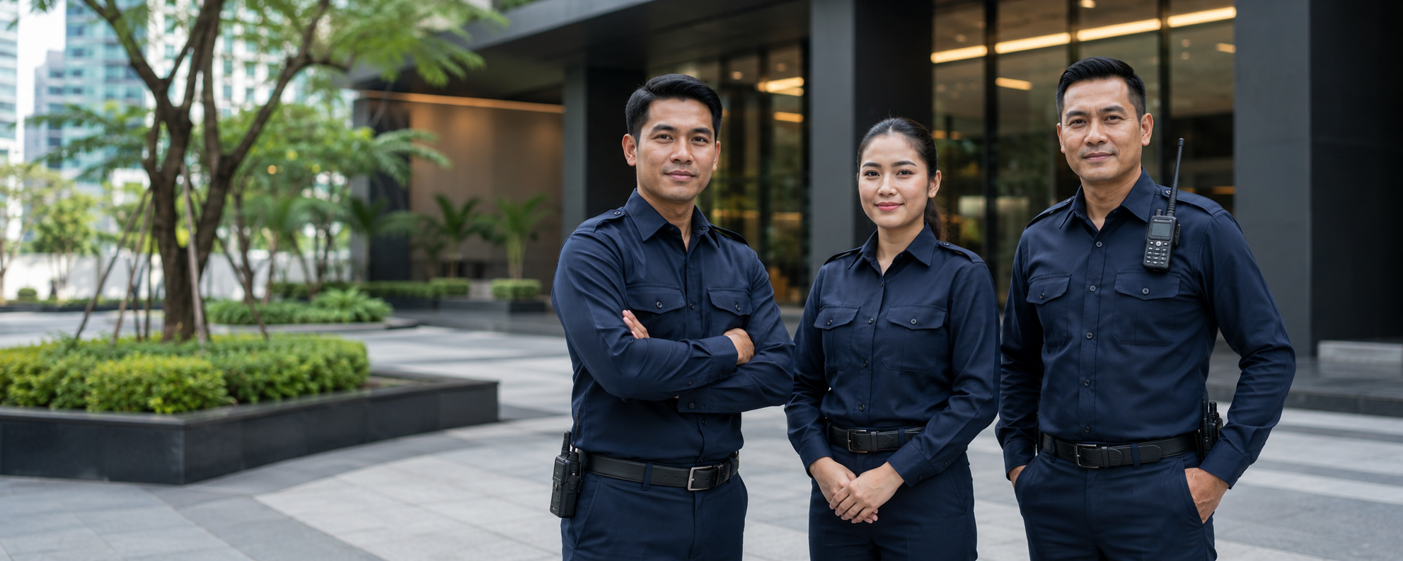 Vision 360 professional security team outside a commercial building